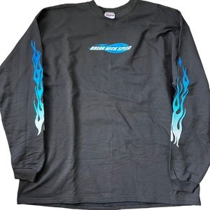 Hanes Mens Tee Shirt XL 46-48 Black Long Sleeve Break Neck Speed